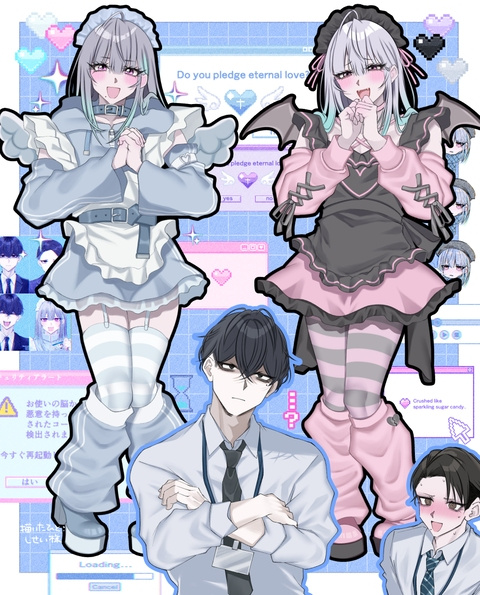 31歳女装男性と24歳男性の絵です